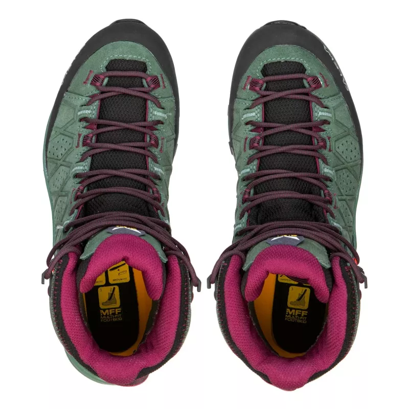 SALEWA Alp Trainer 2 Mid GTX Zapatos de Senderismo para Mujer - Duck Green/Rhododendron - UK 6 (EU 39)