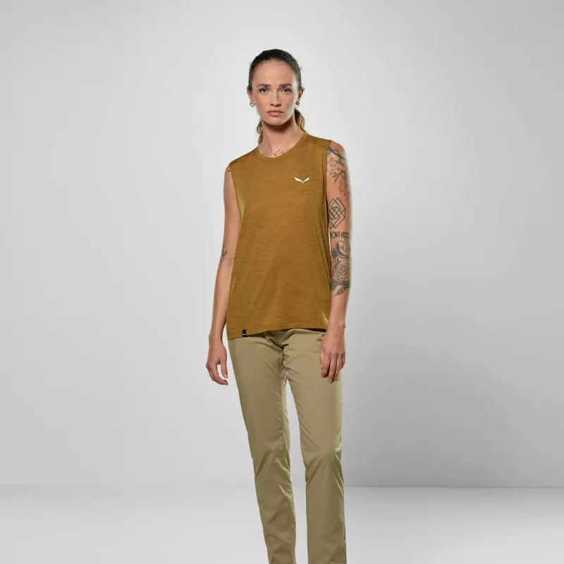 Salewa Eagle Minilogo Am Camiseta sin mangas - Golden Brown - Talla M