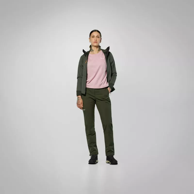 Pantalones softshell Salewa Puez Dolomia 2 mujer - Dark Olive, talla S
