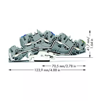 WAGO 2005-7646 borne de paso, 3 conductores, 400V, 24A, 2,5mm², gris