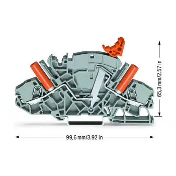 WAGO 2007-8821 bloque de bornes push-in de 3 conductores, 10 mm², gris