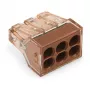 WAGO 773-606 conector de empalme de 6 vías, push-wire, 50 unidades, marrón/transparente