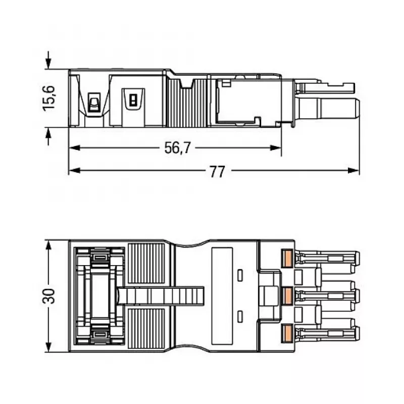 WAGO conector hembra 770-203/035-000 con carcasa de alivio de tracción, negro
