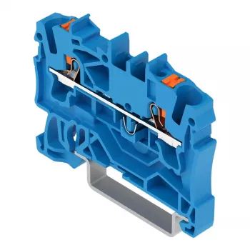 WAGO 2202-1204 borne de paso de 2 conductores con pulsador, 2,5 mm, azul