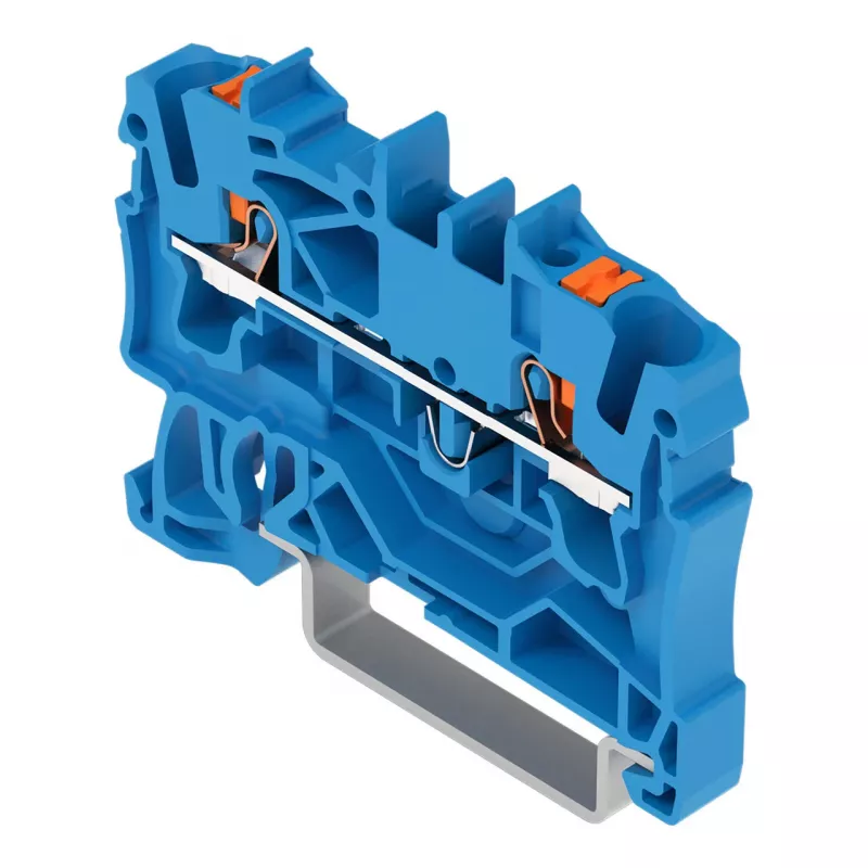 WAGO 2202-1204 borne de paso de 2 conductores con pulsador, 2,5 mm, azul