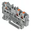 WAGO 2202-1301 - Borne de paso de 3 conductores con pulsador, 2,5 mm², gris