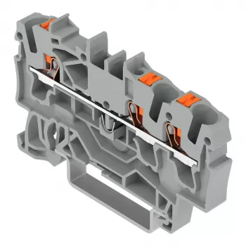 WAGO 2202-1301 - Borne de paso de 3 conductores con pulsador, 2,5 mm², gris