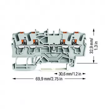 WAGO Borne de paso 4 conductores Push-in 2,5 mm² Gris