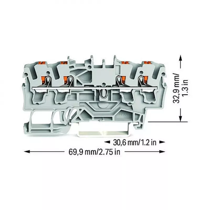 WAGO Borne de paso 4 conductores Push-in 2,5 mm² Gris