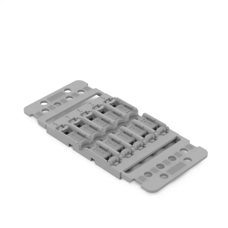 WAGO 221-2505 Soporte de montaje con alivio de tracción, 5 vías, gris