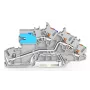 WAGO 2203-7541 Bloque de bornes de instalación multipiso con orificio de accionamiento, 3 potenciales, PUSH WIRE, gris