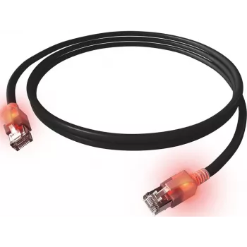 EasyLan DualBoot LED cable de parcheo RJ45 S/FTP Cat.6A (Class EA) con conector SaCon LSOH negro 7,5 m