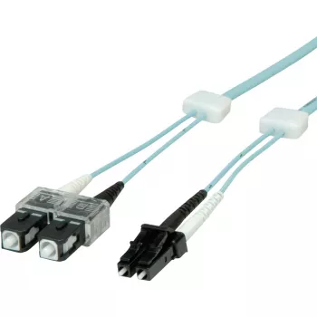 EasyLan cable de parcheo de fibra óptica SC dúplex a LC dúplex multimodo OM3 2 m aqua