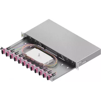 ZVK Easylan caja de empalme de fibra óptica Basic 1U 12x SC-Duplex OM4 cajón negro
