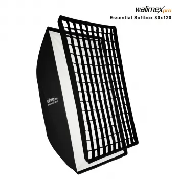 Walimex Pro Softbox Essential 80x120 cm softbox rectangular con montura Bowens, interior plateado, difusores, bolsa de transporte