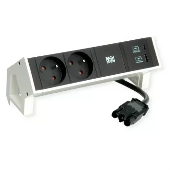 Bachmann DESK2 2x UTE 1x USB A/C 22W 0,2 m RAL9010 - regleta de enchufes para escritorio