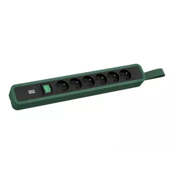 Bachmann PRIMO 2 regleta de enchufes de 6x tipo E con interruptor y anilla de suspensión 2,0 m conector CEE 7/7 verde pino (RAL 6028)