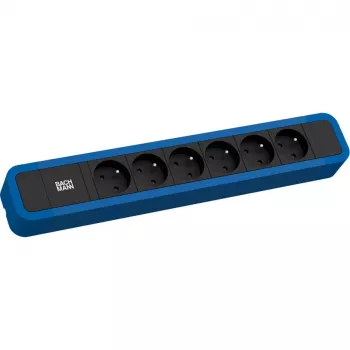 Bachmann PRIMO 2 regleta de enchufes 6x enchufe tipo E 2,0 m conector CEE 7/7 azul genciana