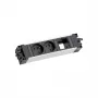Bachmann 906.0238 STEP ALU Desk módulo de alimentación y datos, 2x tomas tipo E, 2x ranuras Keystone, cable de 3m, plata/negro