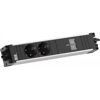 Bachmann STEP ALU alimentación de mesa 2x Schuko 1x USB-C 100W aluminio