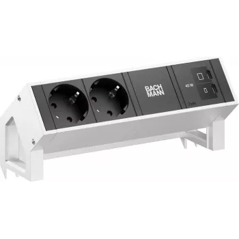 Bachmann DESK2 2x CEE 7/3 1x USB-C 45W 0,2m acero inoxidable módulo de corriente de mesa