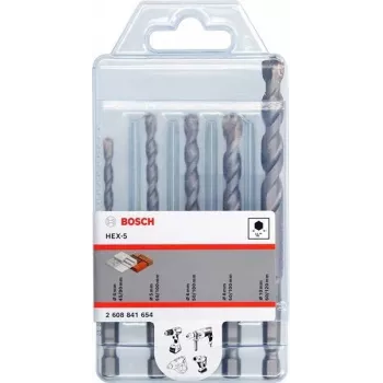 Bosch Accessories HEX-5 2608841654 Set de brocas helicoidales para hormigón 4 mm, 5 mm, 6 mm, 8 mm, 10 mm 5 uds.