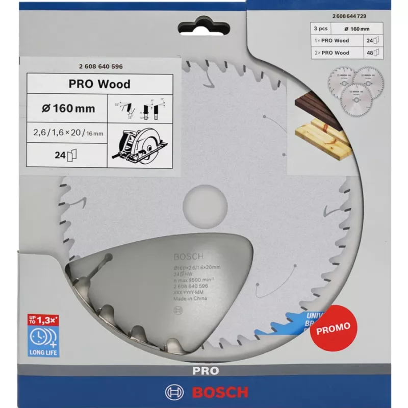 BOSCH POWERTOOLS PRO Hoja de sierra circular para madera 160 mm (pack ventaja de 3)