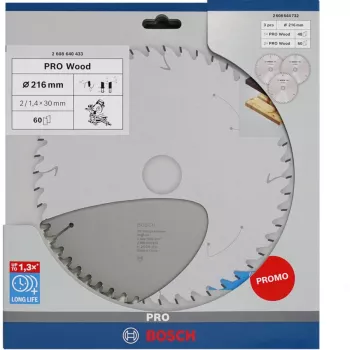 BOSCH POWERTOOLS PRO Hoja de sierra circular para madera 216 mm (pack promocional de 3)