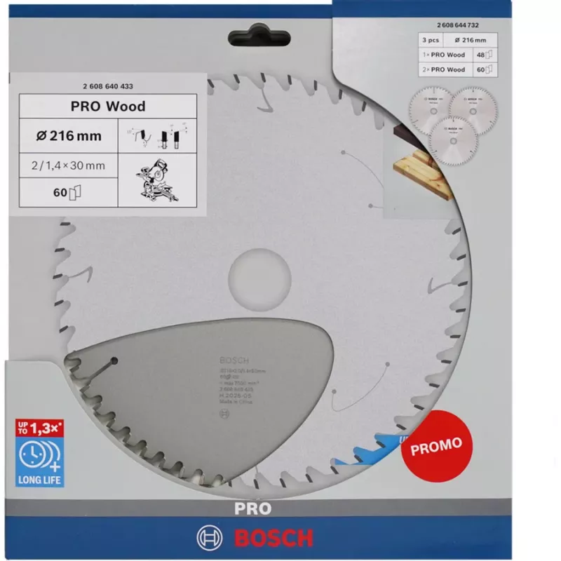 BOSCH POWERTOOLS PRO Hoja de sierra circular para madera 216 mm (pack promocional de 3)