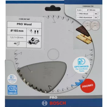 BOSCH PRO Hoja de sierra circular para madera/aluminio 165mm, pack doble