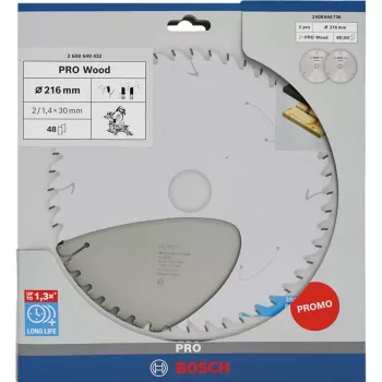 BOSCH POWERTOOLS PRO Hoja de sierra circular para madera 216 mm (pack promocional de 2)