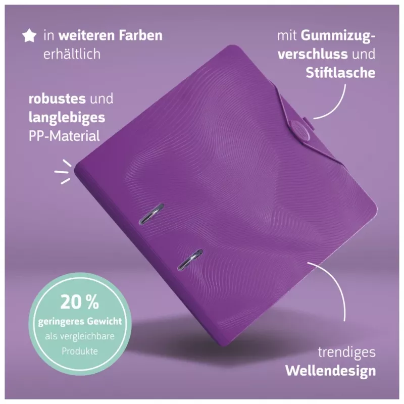 BRUNNEN WAVE archivador de palanca lila plástico 7,0 cm DIN A4