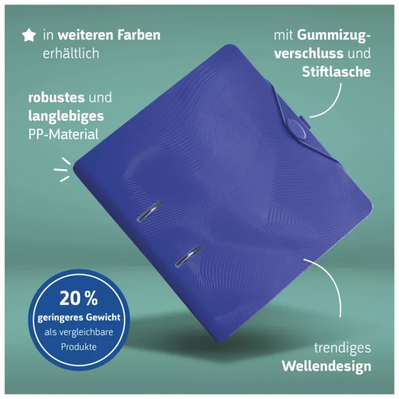 BRUNNEN WAVE archivador de palanca A4 70 mm azul plástico