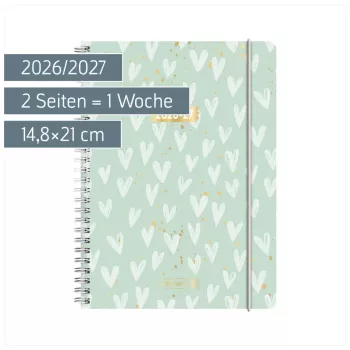 BRUNNEN Agenda escolar Heart 2026/2027 Menta, Blanco, Oro, 1 unidad (1072156097)