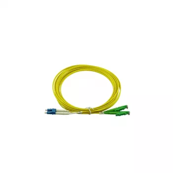 BlueOptics Cable de conexión de fibra óptica dúplex, LC-UPC a E2000-APC, monomodo OS2, 7,5 m, LSZH, amarillo