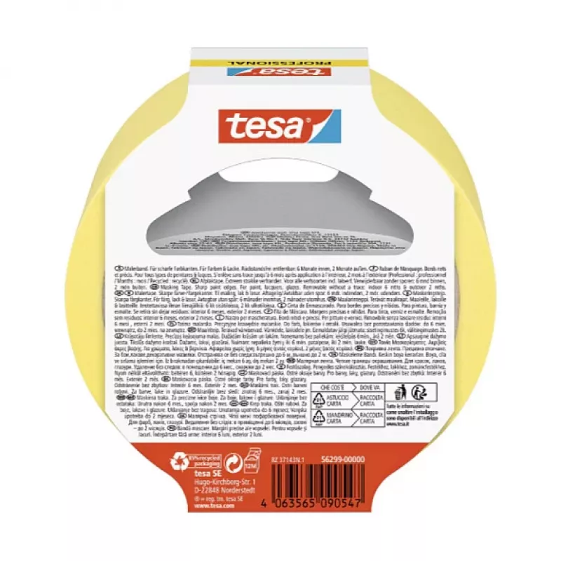 Tesa Professional cinta de carrocero amarilla 50 m x 30 mm 1 rollo