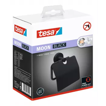 Tesa MOON BLACK portarrollos de papel higiénico con tapa, autoadhesivo, negro, 1 ud.