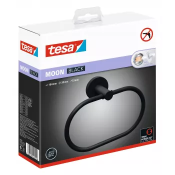 Tesa MOON BLACK toallero de aro autoadhesivo metal con recubrimiento en polvo negro mate