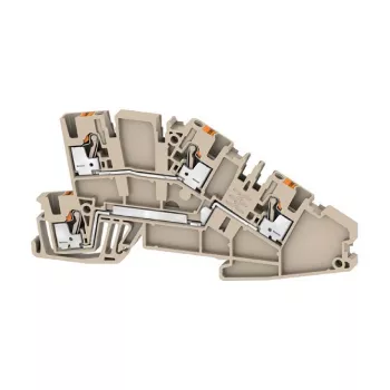 Weidmüller AITB 2.5 L-L borne de carril de instalación, conexión por tornillo, 4 conexiones, 500 V, 24 A, 2,5 mm², beige oscuro