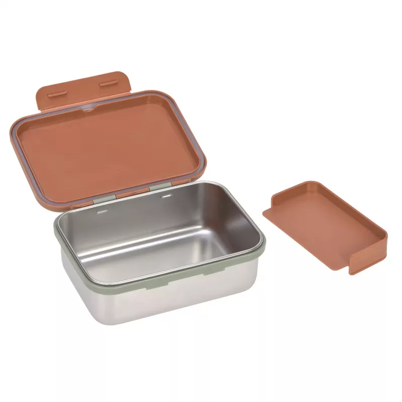 Lassig fiambrera infantil de acero inoxidable Happy Prints Karamell, 1 l, con separador, tapa de PP con anillo de silicona