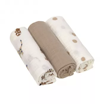Lassig Little Mateys Royal Blue mantas de muselina para envolver pack de 3 85x85cm