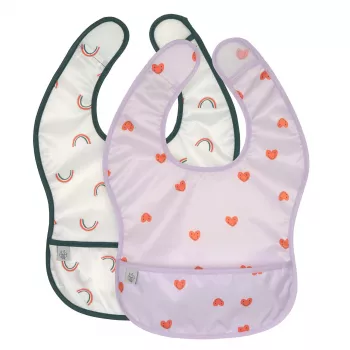 Set de baberos impermeables Lassig 6m+ Happy Rascals Heart lavanda