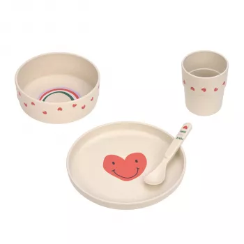 Set de vajilla infantil de 5 piezas Lassig Happy Rascals Heart lavanda