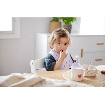 Set de vajilla infantil de 5 piezas Lassig Happy Rascals Heart lavanda