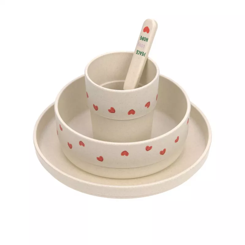 Set de vajilla infantil de 5 piezas Lassig Happy Rascals Heart lavanda