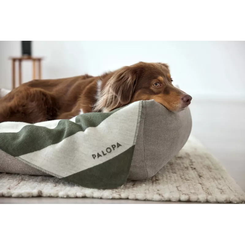 PALOPA Ida M manta para perros a rayas verde oscuro