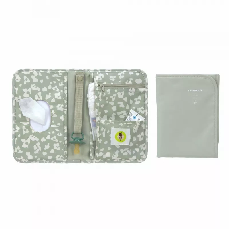 Lässig Green Label Bolsa cambiador, Leo, 18 x 2,5 x 25,5 cm, con cambiador impermeable, poliéster reciclado, Light Khaki