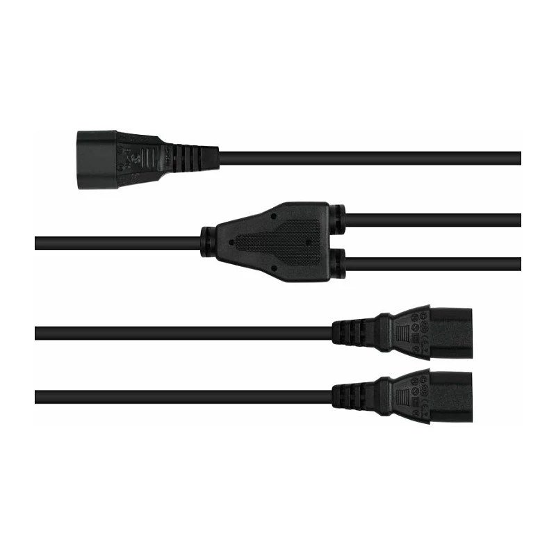 Cable de distribución de alimentación en Y Kabelmeister C14 a 2x C13, 0,2 m, Negro
