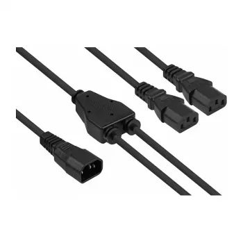 Cable de distribución de alimentación en Y Kabelmeister C14 a 2x C13, 0,2 m, Negro