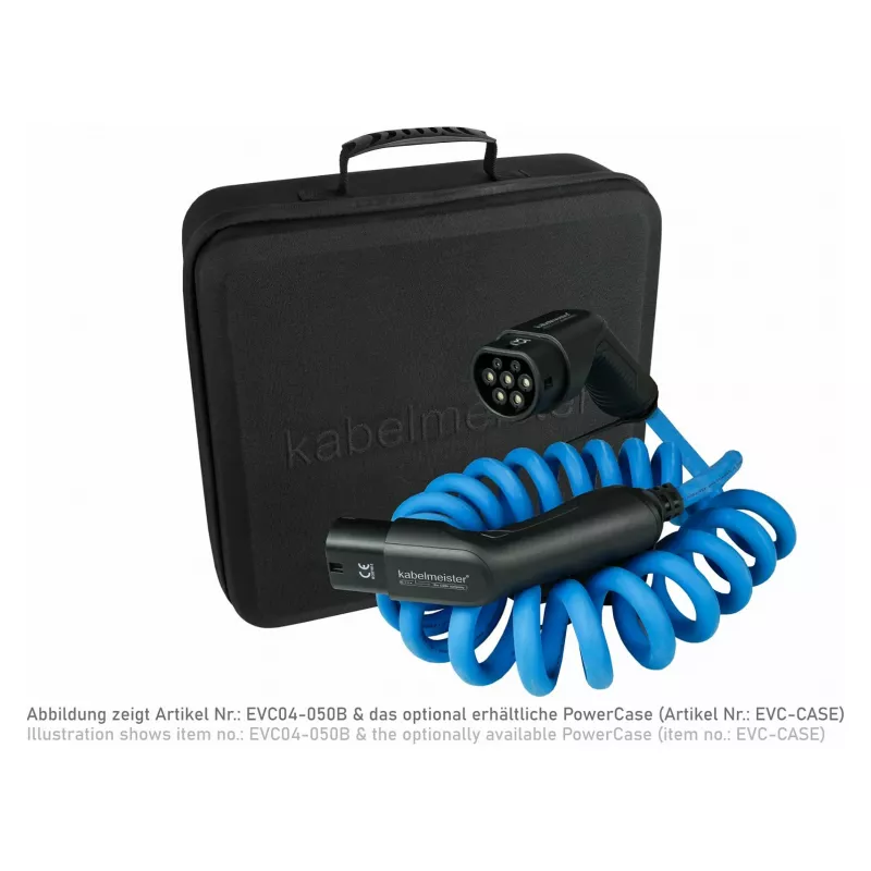 Cable de carga para VE KABELMEISTER Modo 3 Type 2 11 kW 16 A trifásico en espiral 5 m Negro